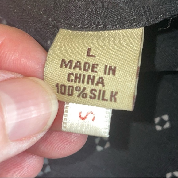 Tommy Bahama 100% Silk Shirt Button Down Short Sleeve Blue & White Sz Large - Picture 7 of 9